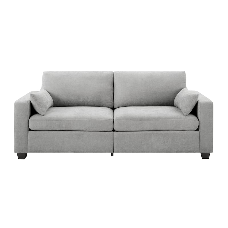 Modern Loveseat Sofa for Living Room, Removable Cover, Spring Cushions, Solid Wood Frame, Wide Armrest for Small Space - Gray