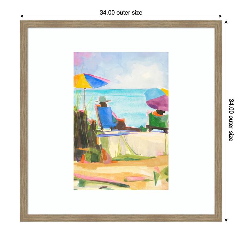 Sitting No. 2 by Sally Wille Wood Framed Wall Art Print - Brown