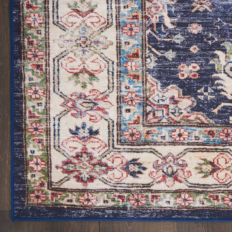 Power Loomed Distressed Floral Non Skid Stain Resistant Low Pile Area Rug - 118' X '94' X '0.25