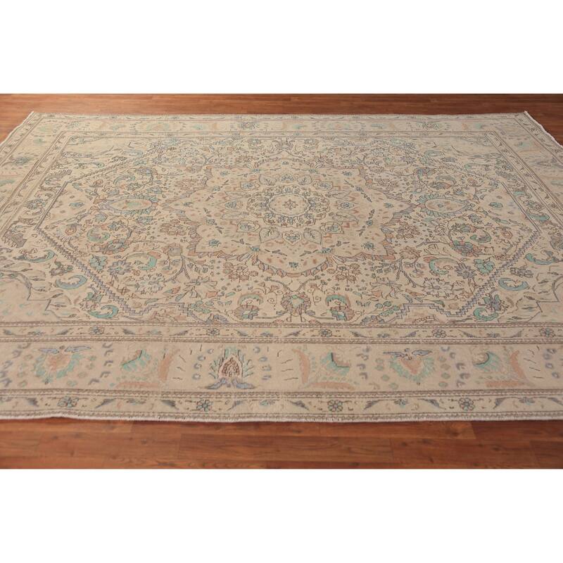 Medallion Tabriz Persian Area Rug Hand-Knotted Oriental Wool Carpet - 8'4"x 10'9"