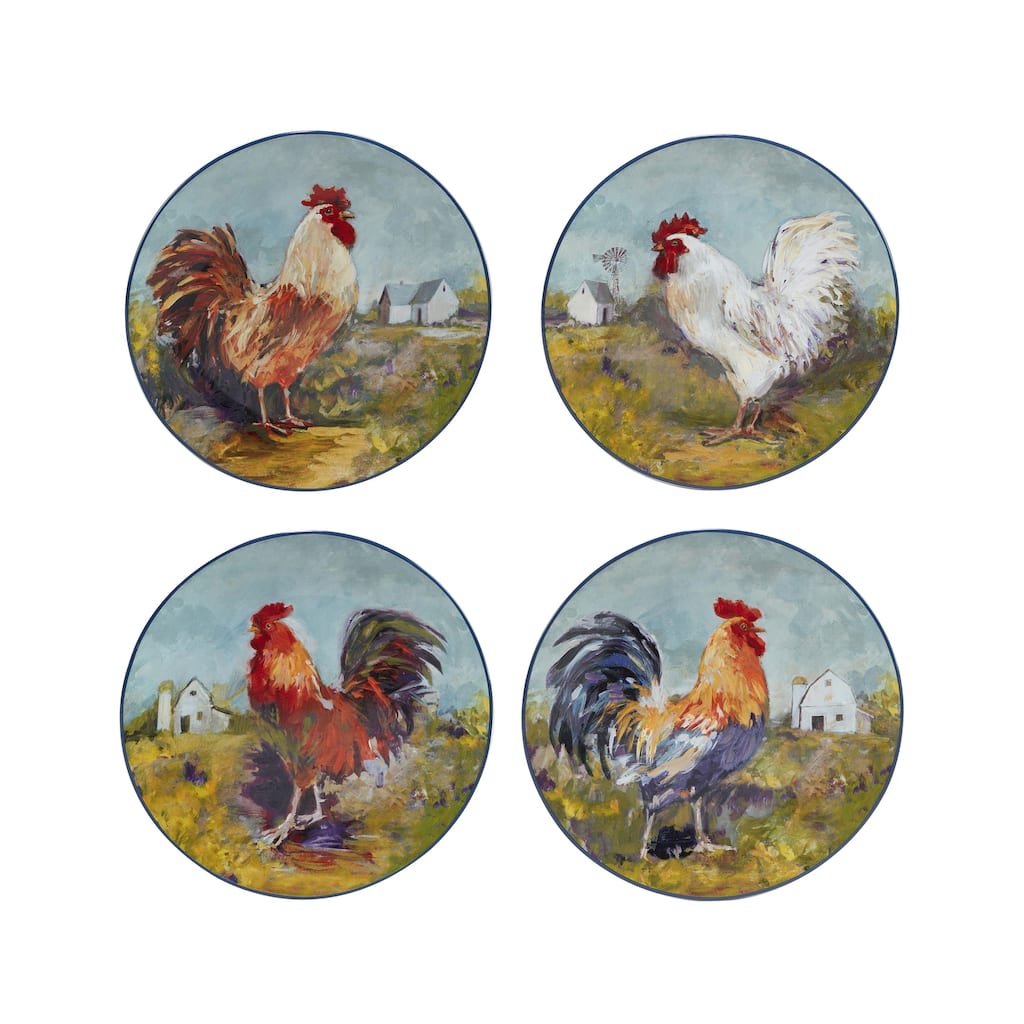 Certified International Rooster Meadow 11" Dinnerware Plates, Set of 4 - 11" x 11"