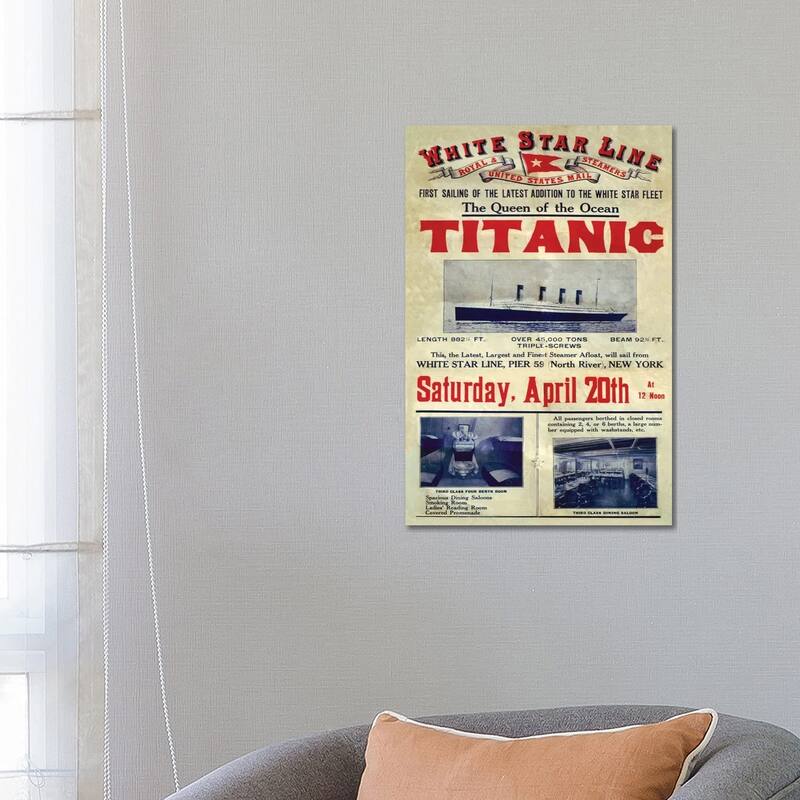 iCanvas "1912 UK Titanic Poster" by The Advertising Archives Canvas Print - 26x18x1.5