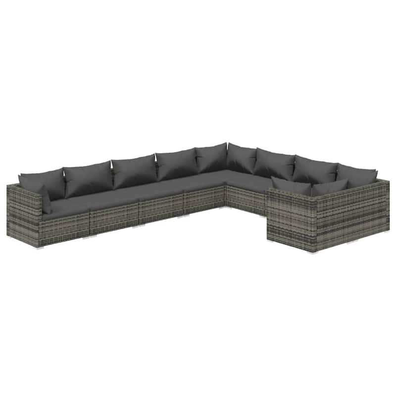 vidaXL Patio Lounge Set Outdoor Sectional Sofa Set Table Garden Poly Rattan - 27.6" x 27.6" x 23.8"