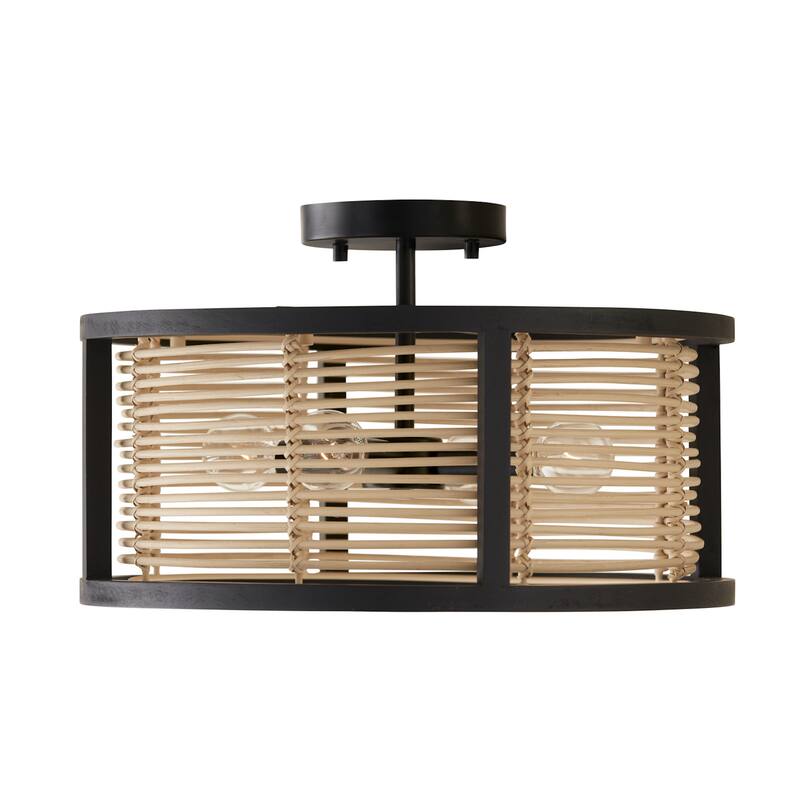 Rico 4-light Flat Black Convertible Pendant/ Semi-Flush Mount
