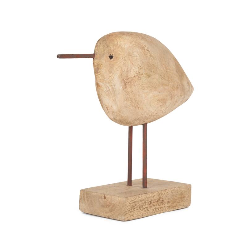 HomeRoots 11" Brown Solid Wood And Iron Bird Abstract Tabletop Sculpture - 11.00 in. x 10.50 in. x 3.54 in.