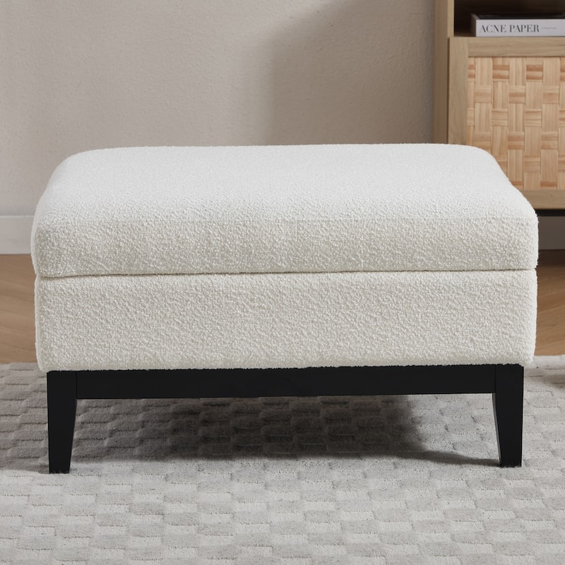 33.9"W Modern Storage Ottoman Bench with Wood Legs