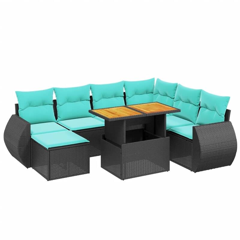 vidaXL Patio Sofa Set with Cushions Outdoor Furniture 8 Piece Poly Rattan - 21.7 x 24.4 x 27.2