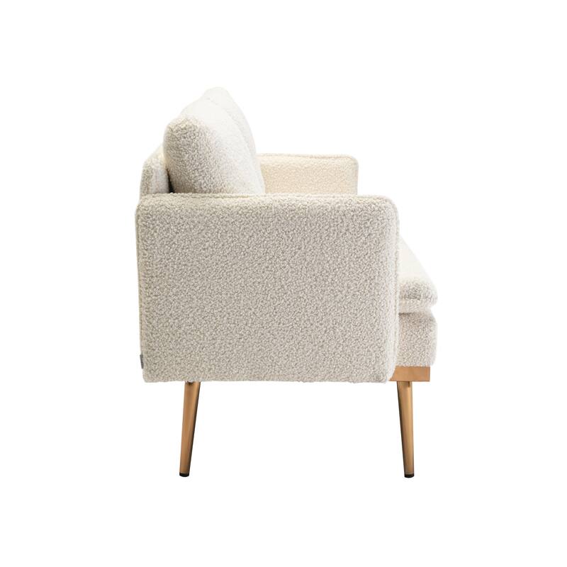 Polyester Upholstered Living Room loveseats sofa With Golden Legs