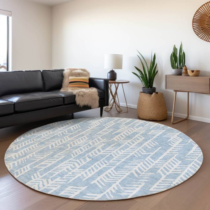 Premium Washable Super Soft Modern Arrows Mayfield Rug - Sky - 8' x 8'