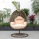 LeisureMod Beige Wicker Indoor Outdoor Patio Hanging Egg Swing Chair ...