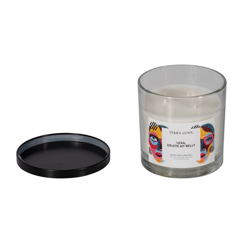 4" 12 Oz Delete My Belly Lidded Candle, Round, 4"H, Abstract - 4" x 4" x 4" - 4" x 4" x 4" - Abstract Multi