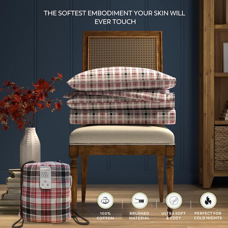Color Sense Cotton Double Brushed and Extra Warm Flannel Sheet Set