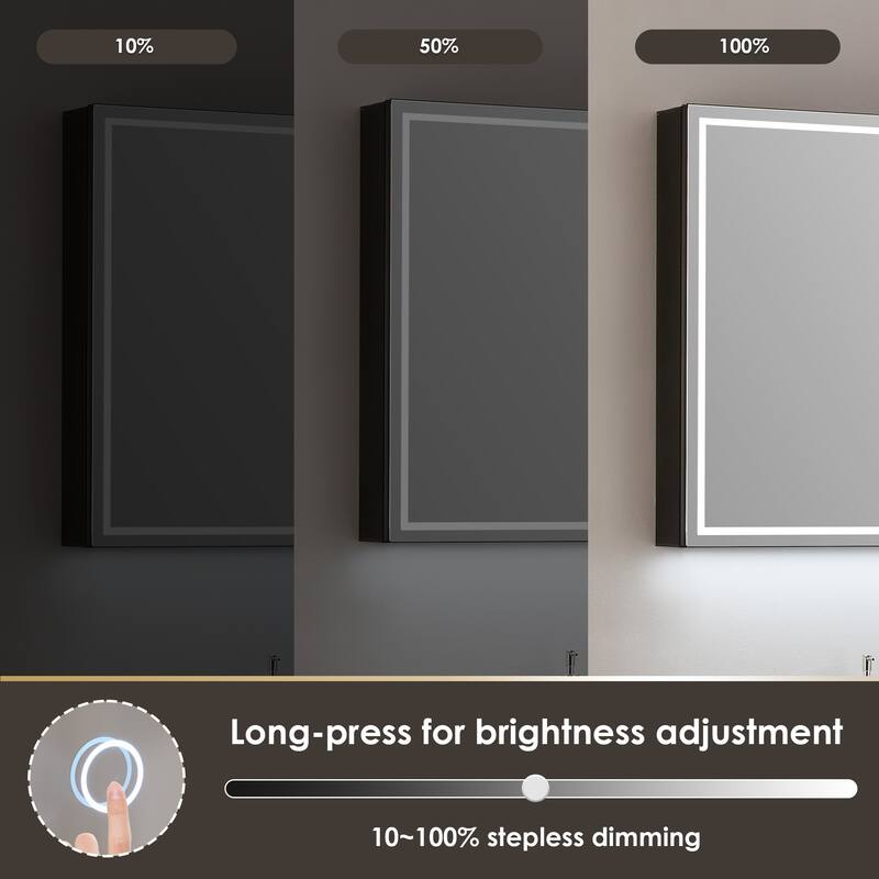 Hesili Rectangular Frameless LED Lighted Bathroom Mirror Medicine Cabinet