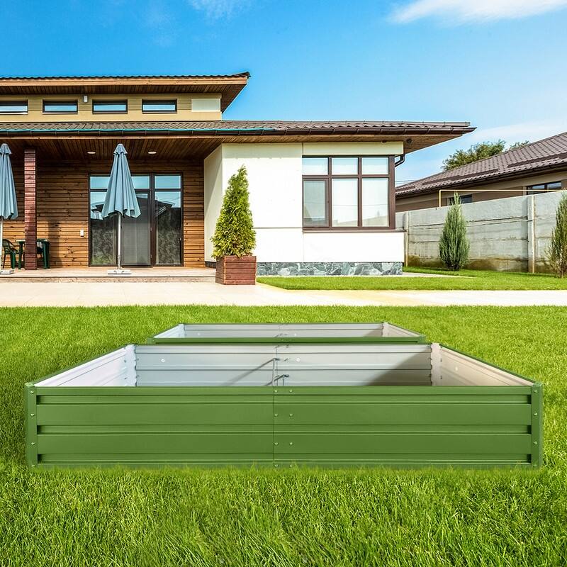 Metal Raised Garden Bed – Outdoor Planter Box Kit for Vegetables, Flowers, and Herbs (2 pack) - Green - 6 x 3 x 1 ft 