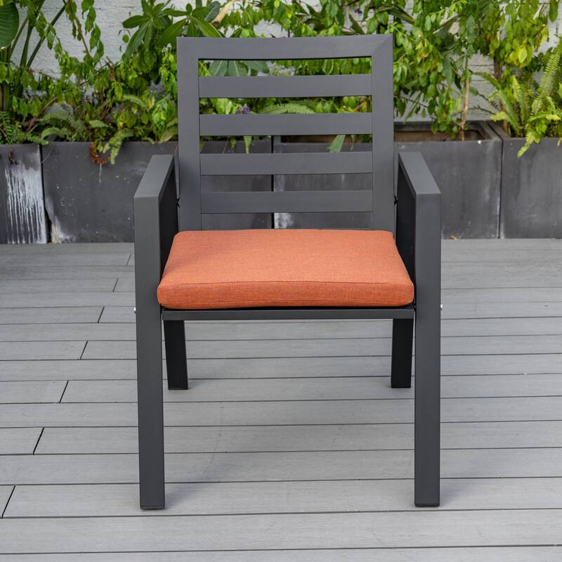 LeisureMod Chelsea Set of 2 Patio Dining Armchair in Aluminum with Cushions for Porch Backyard Pool Garden - 34.84