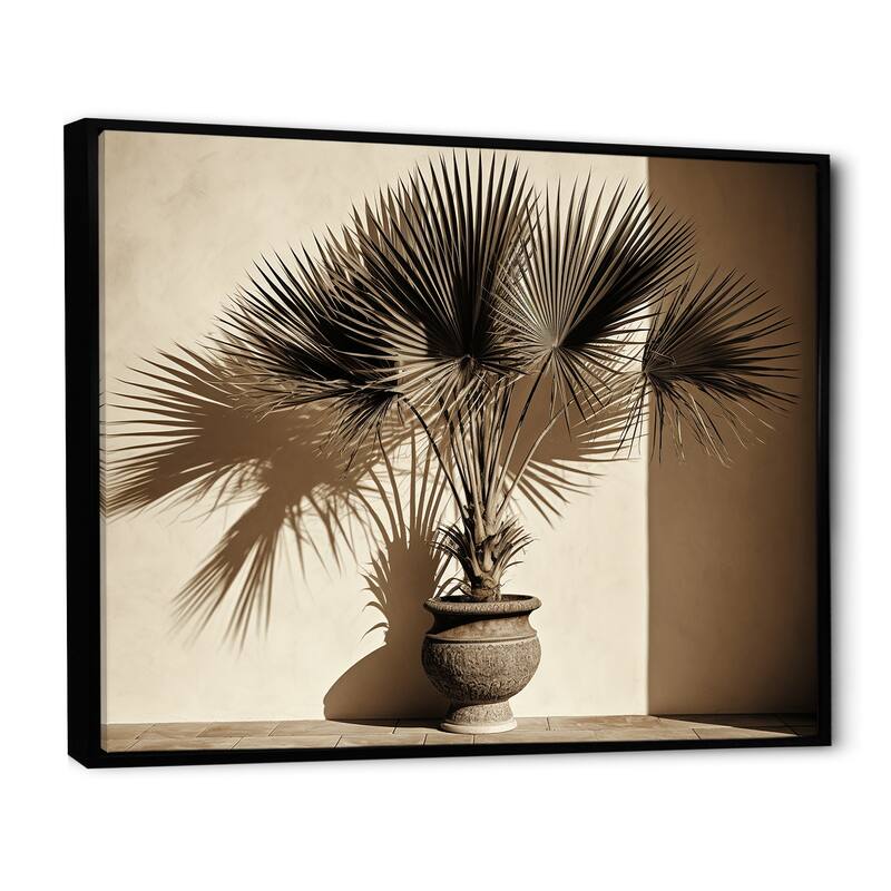 Designart "Beige Palms Palm Trees Bouquet Still Life " Palms & Palm Trees Framed Wall Decor