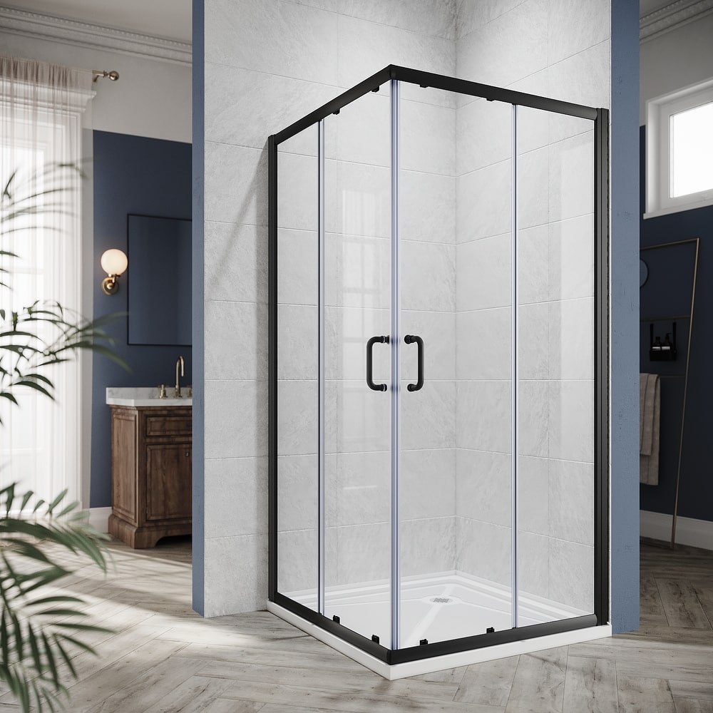Elegant Corner Entry Enclosure With Sliding Shower Doors 36'' W x 36'' L x 72'' H