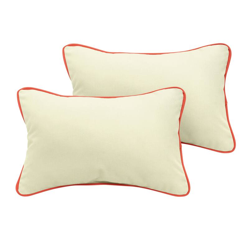 Sunbrella Canvas Natural/ Canvas Melon Indoor/ Outdoor Pillow Set - 12 in x 24 in