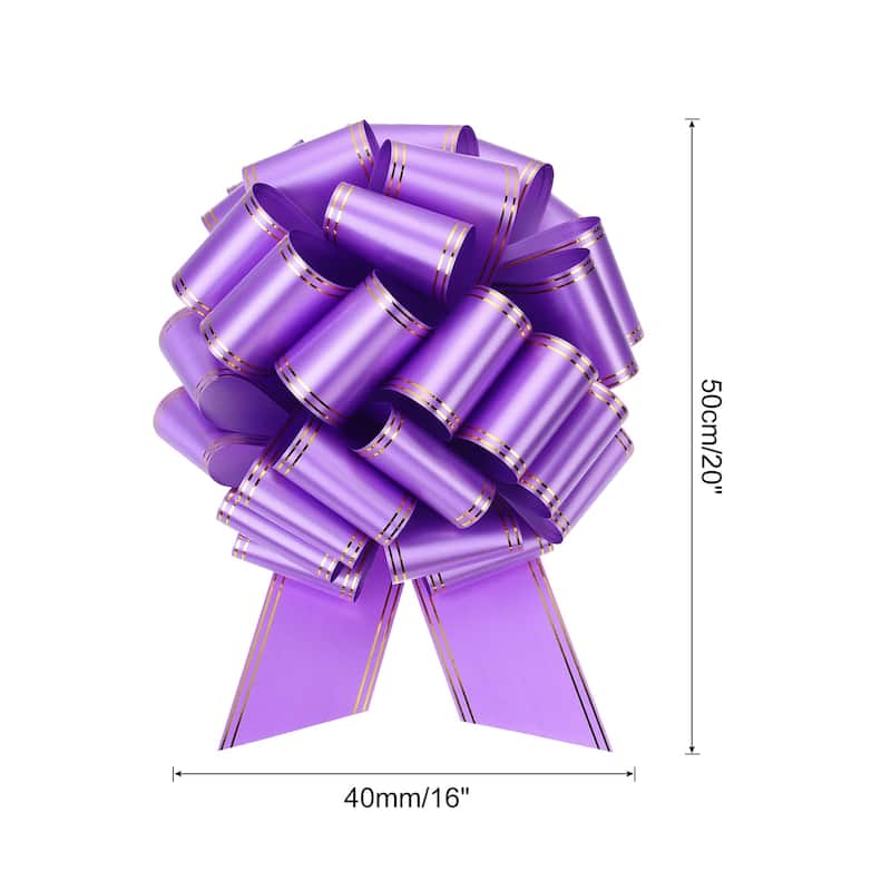 12 Inch Giant Large Pull Bow Big Metallic Car Bows Ribbon w Gold Edge - Purple - 16 Inch