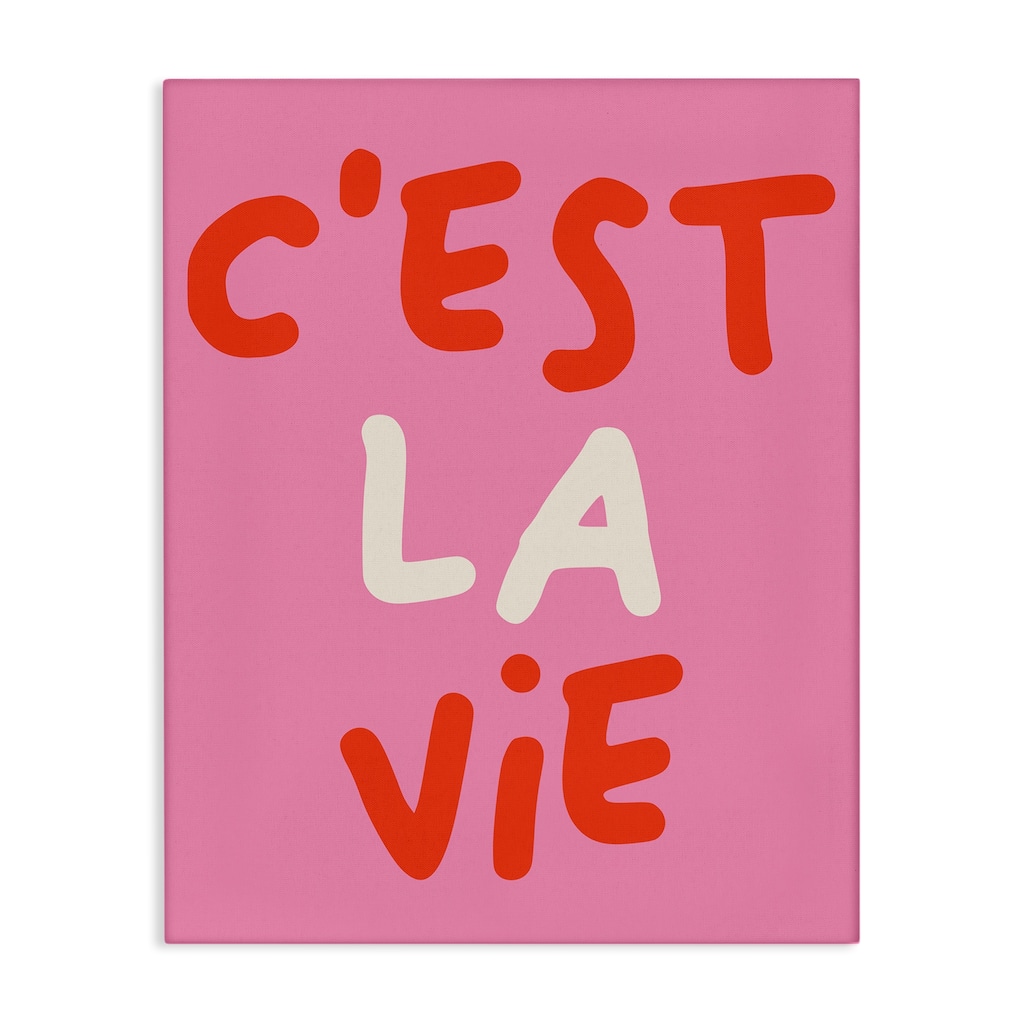 Stupell C'est La Vie on Pink Canvas Wall Art Design By House of Lulu