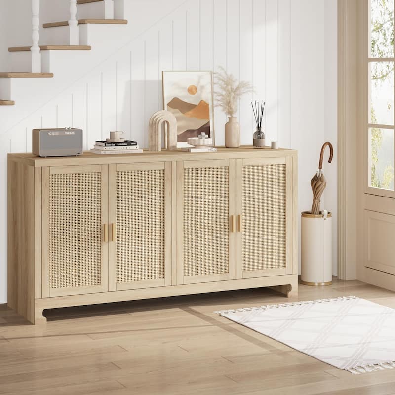 Eie Modern Rattan Buffet Cabinet - 61.4"W x 15.7"W x 31.8"H - 61.4"W x 15.7"W x 31.8"H - Natural
