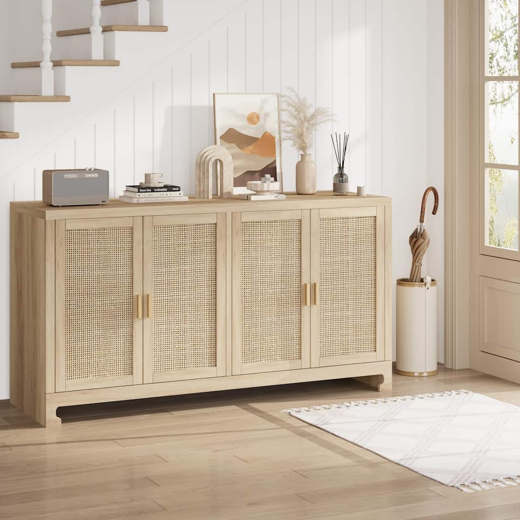 Eie Modern Rattan Buffet Cabinet - 61.4"W x 15.7"W x 31.8"H