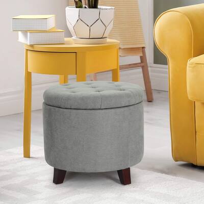 Copper Grove Bocono Tufted Grey Lift-top Storage Ottoman