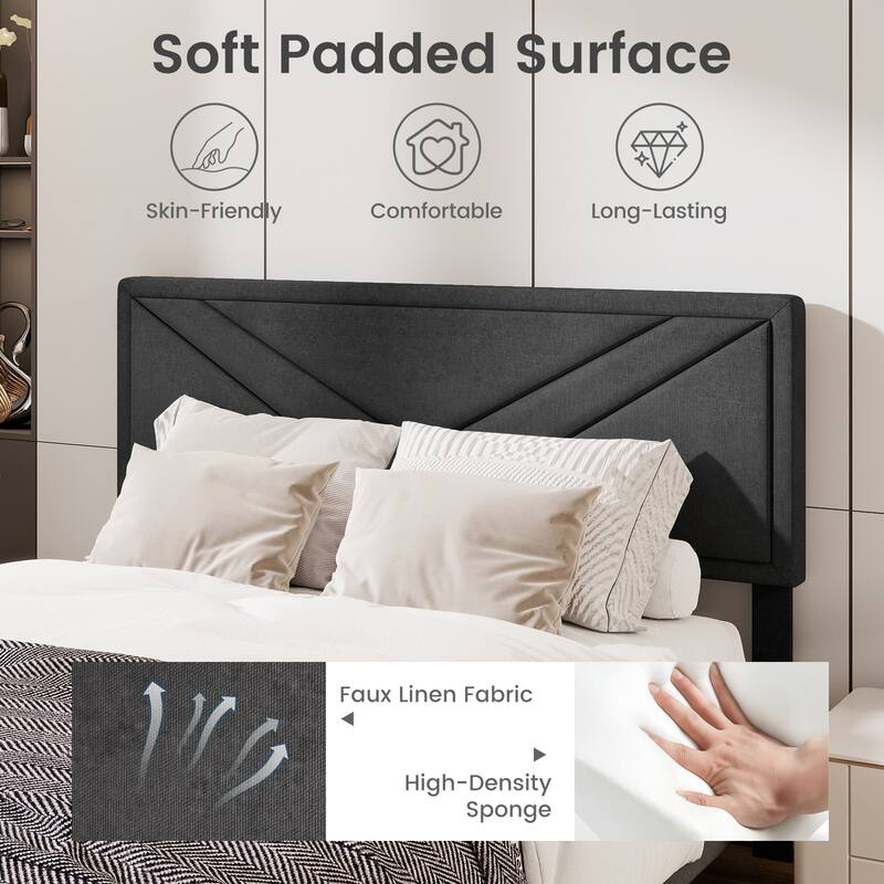 Gymax Twin / Full / Queen Size Bed Frame w/ Tufted Headboard & Wooden