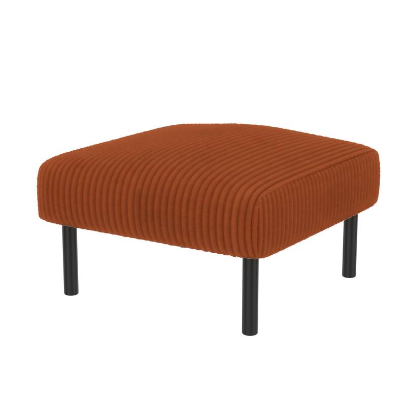 Small Ottoman Footstool with Legs, Corduroy Fabric Ottoman Foot Stool with Soft Padded seat