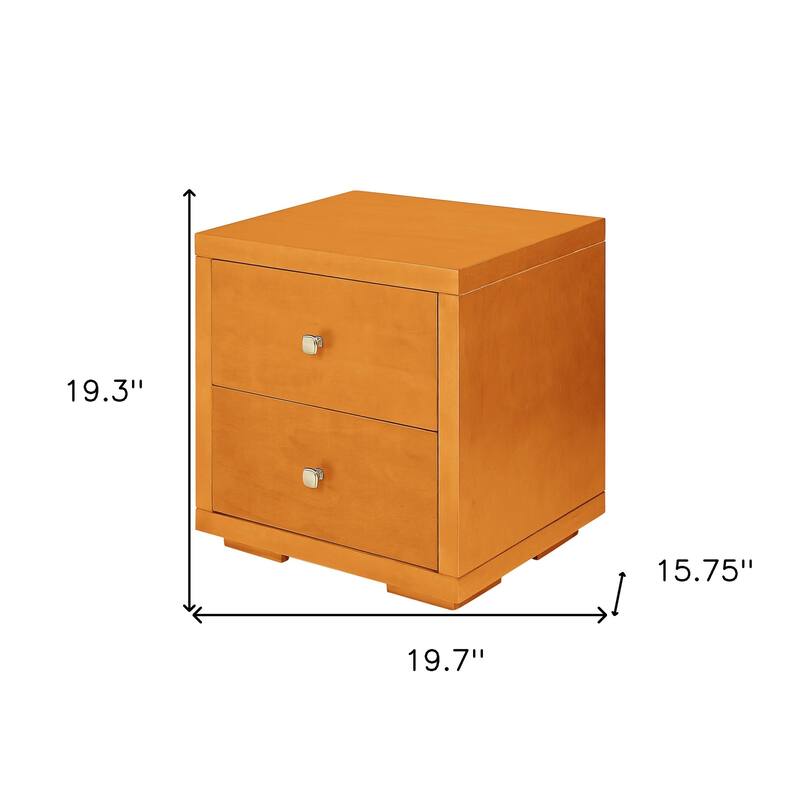 19-Inch Modern Solid Wood Nightstand with 2 Soft Close Drawers for Bedroom or End Table Use