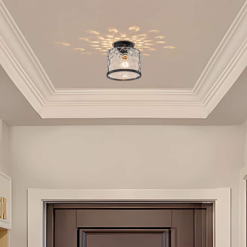 Starsky Modern Round Clear Glass Semi-Flush Mount