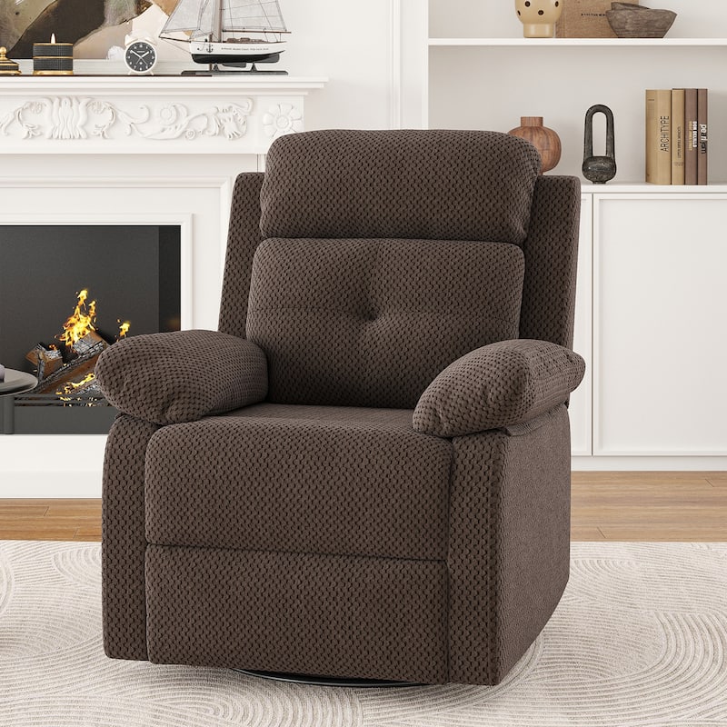 Recliner Chair with 360° Swivel, Soft Cushion Seat Rocker Accent Chair, Lounge Chaise Chair with Footrest