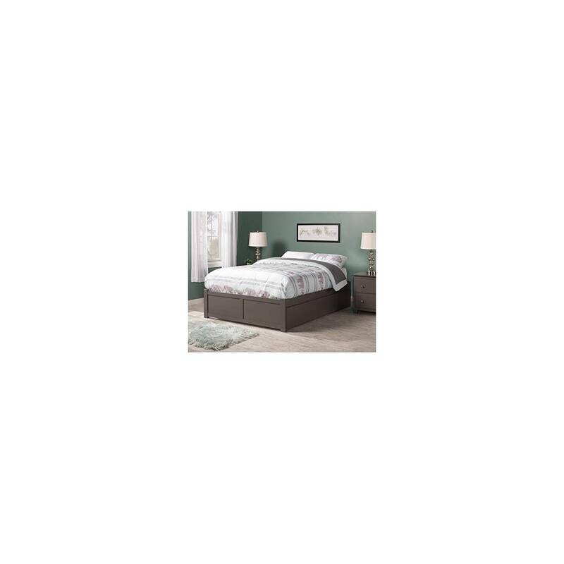 Grey Platform Bed with Trundle - Twin XL Bed Frame & Footboard - 800lb Capacity