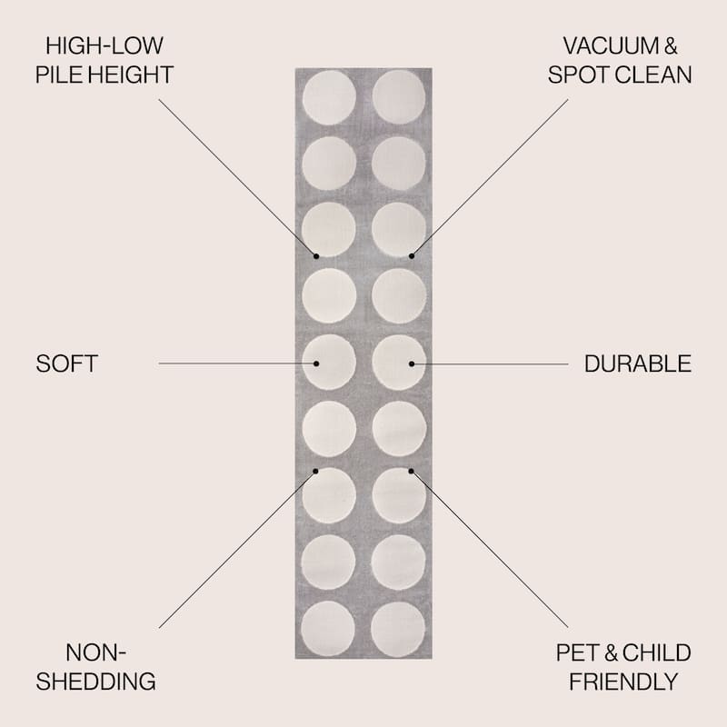 JONATHAN Y Damon Modern Geometric Circle Dot High-Low Area Rug