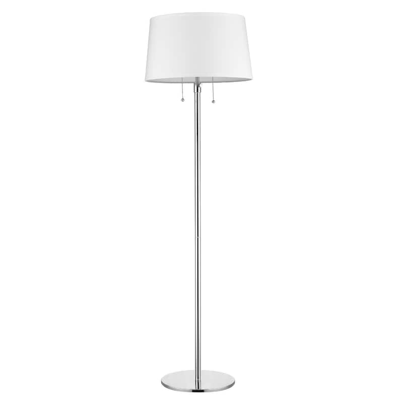 59 Inch Floor Lamp with White Linen Empire Shade and Chrome Base - 16" x 16" x 59"