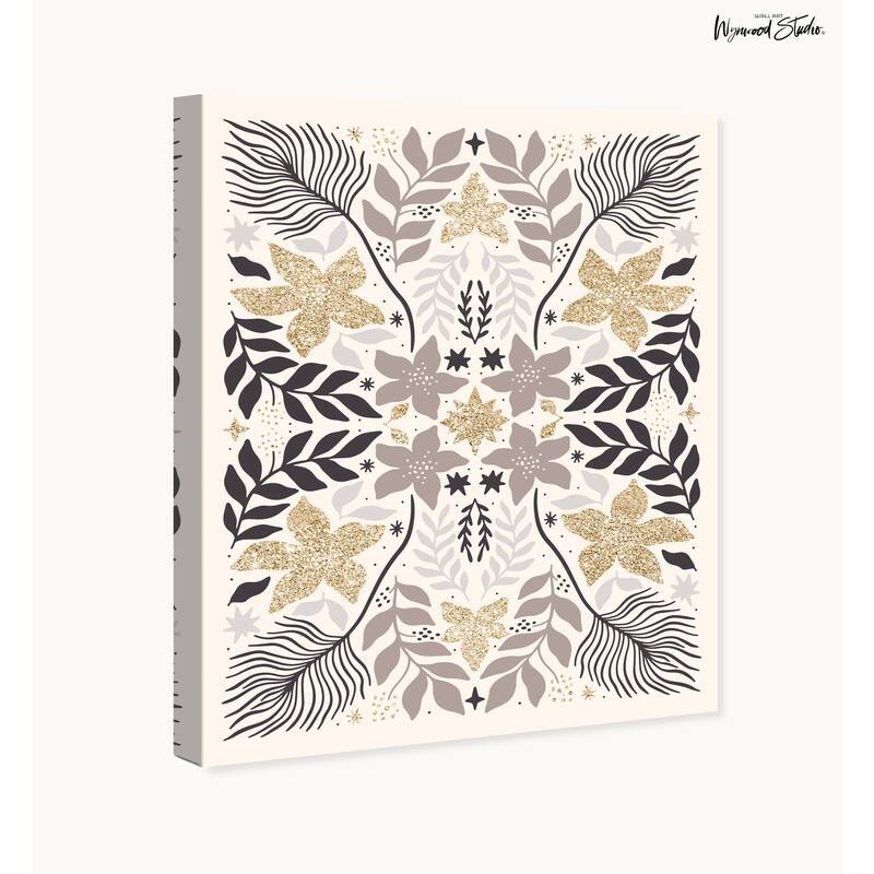 Wynwood Studio Canvas Floral and Botanical Glam Floral for Winter Gray Glam Wall Art Canvas Print