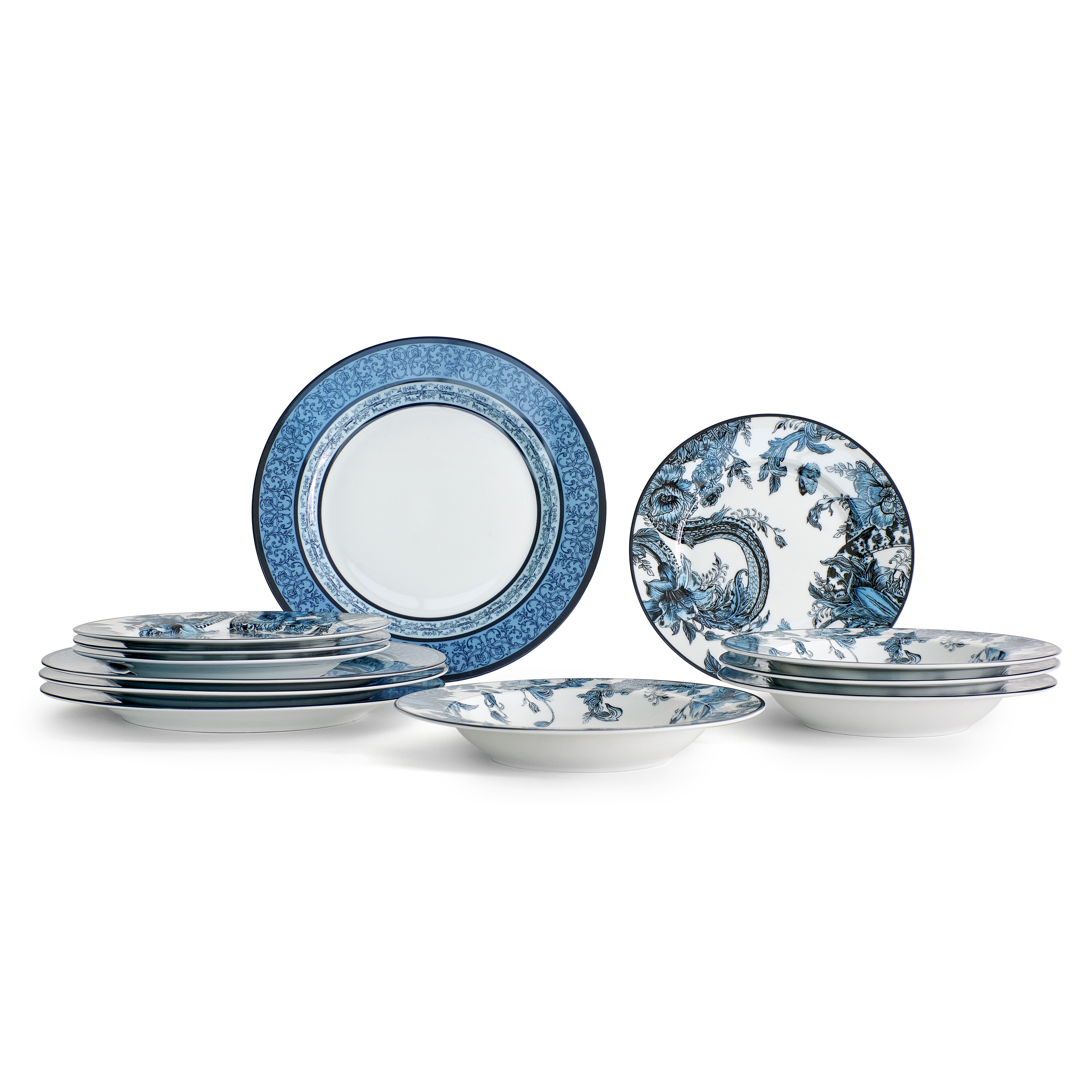 Marchesa Monarcha 16-Piece Porcelain Dinnerware Set, Blue