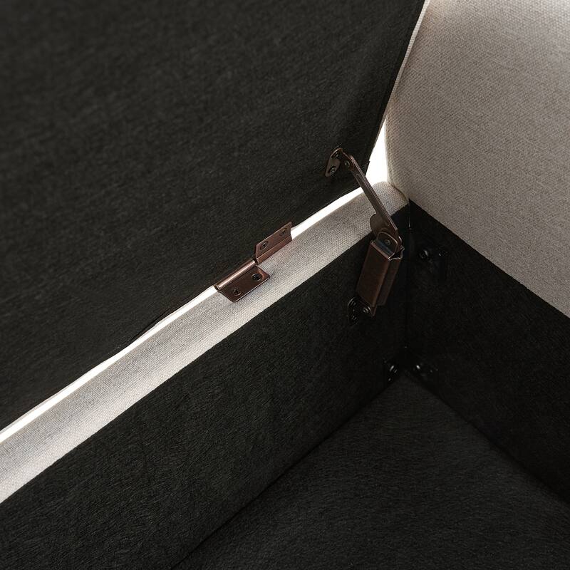 Franco Modern Upholstered Storage Bench with Two Throw Pillows and Thick Padded Cushion