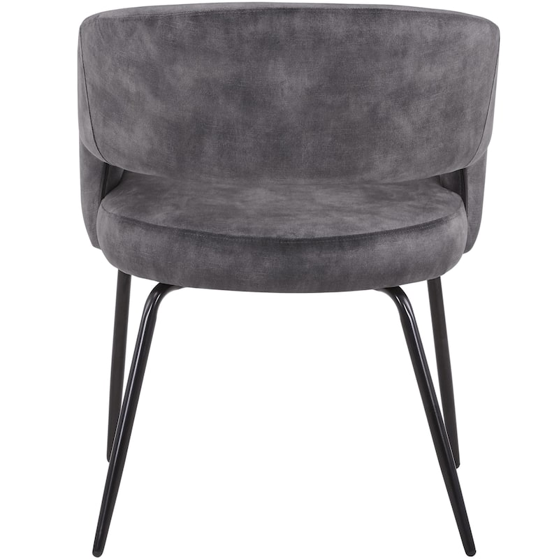 Open Back Dining Chair Upholstered in Leather or Velvet with Iron Legs
