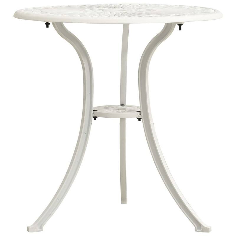 Outdoor Side Bistro Table, 24 Inch White Top, Aluminum Curved Legs