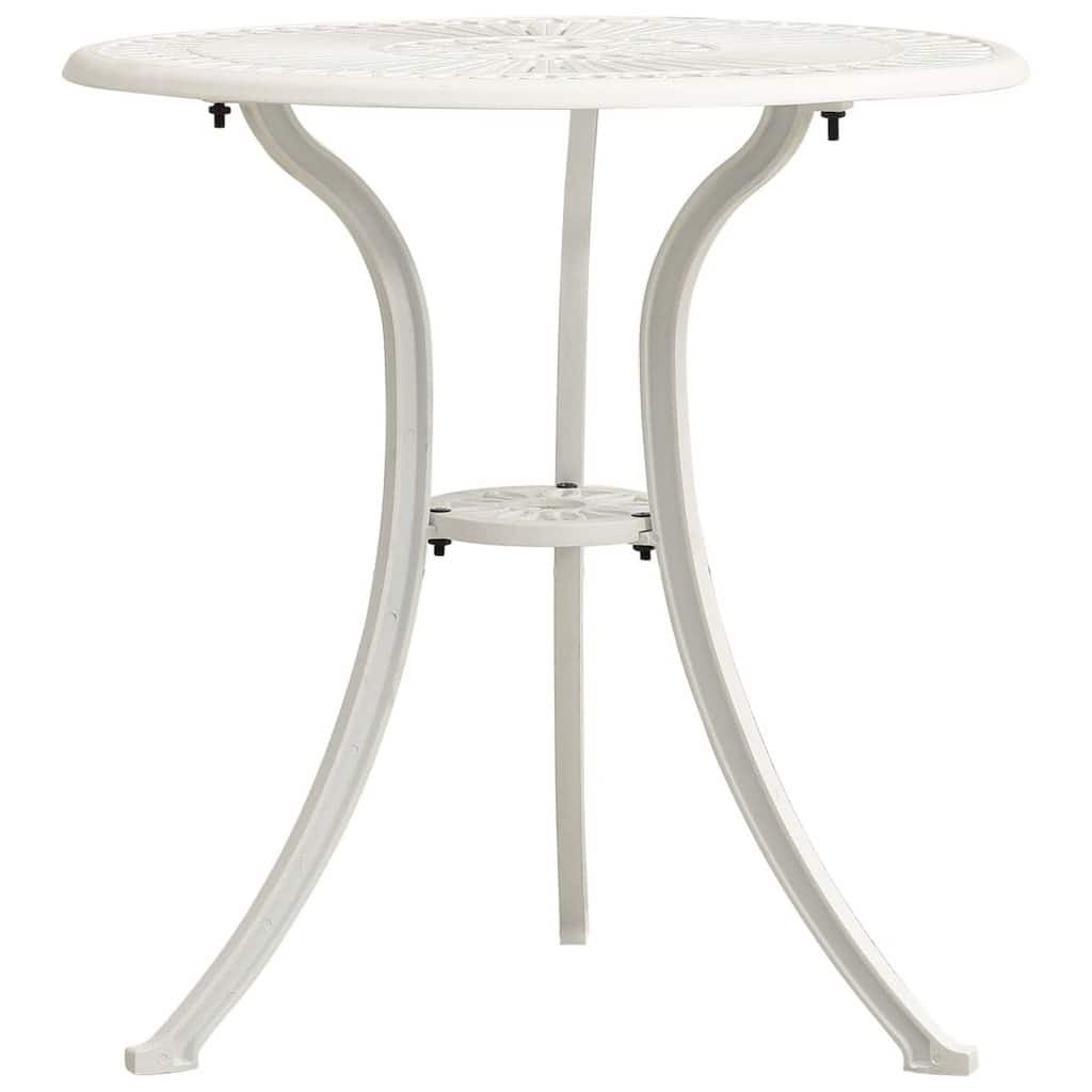 Outdoor Side Bistro Table, 24 Inch White Top, Aluminum Curved Legs