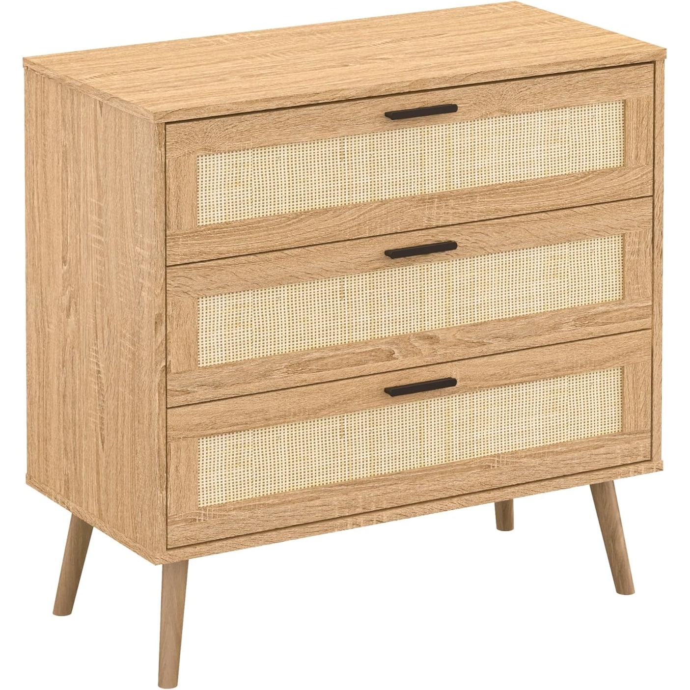 Rattan Front Dresser with 3/6/8 Drawers, Wooden Storage Chest for Bedroom, Living Room, Hallway