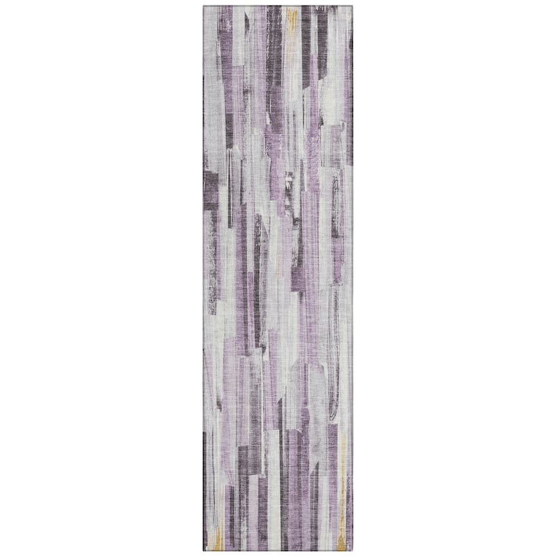 Machine Washable Indoor/ Outdoor Modern Stripes Chantille Rug