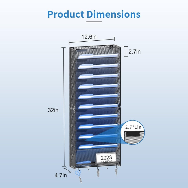10 Tier Hanging Wall File Organizer