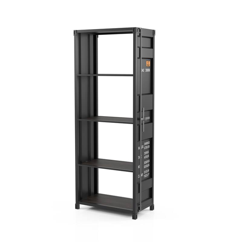 Carnsile Contemporary Open Back 4-Shelf Bookcase by Furniture of America - Gun Metal