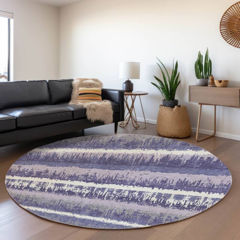 Premium Washable Super Soft Modern Ombre Stripe Mayfield Rug - Purple - 8' x 8'