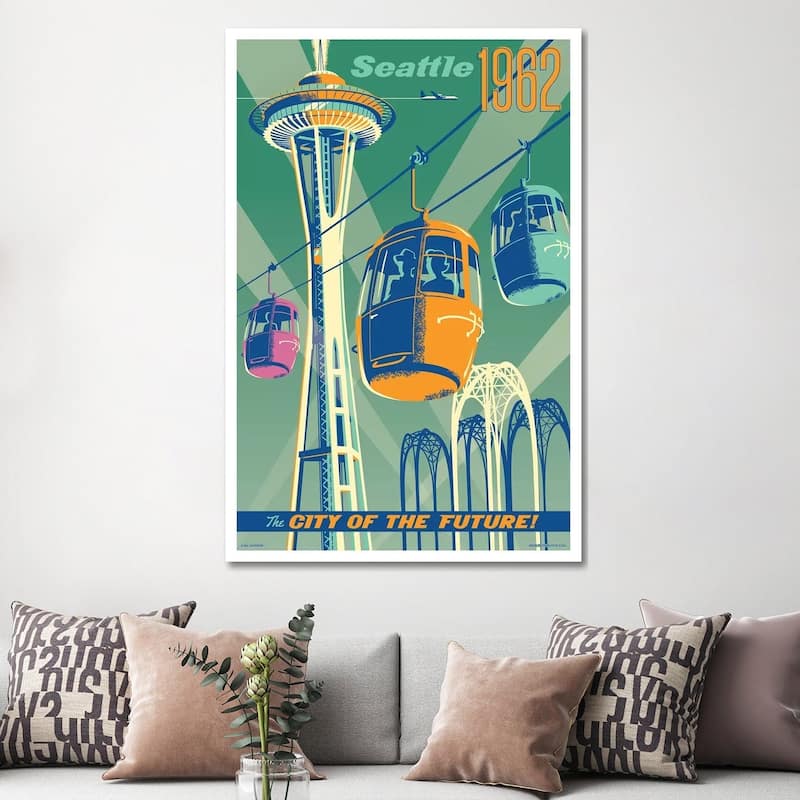 iCanvas "Seattle 1962 Travel Poster" by Jim Zahniser Canvas Print