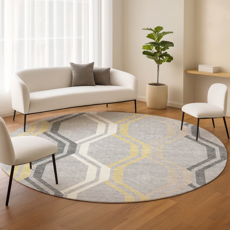 Machine Washable Indoor/ Outdoor Contemporary Dimensions Chantille Rug