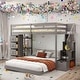 preview thumbnail 2 of 16, Twin Over Full Bunk Bed with 3-layer Shelves, Drawers and Storage Stairs,