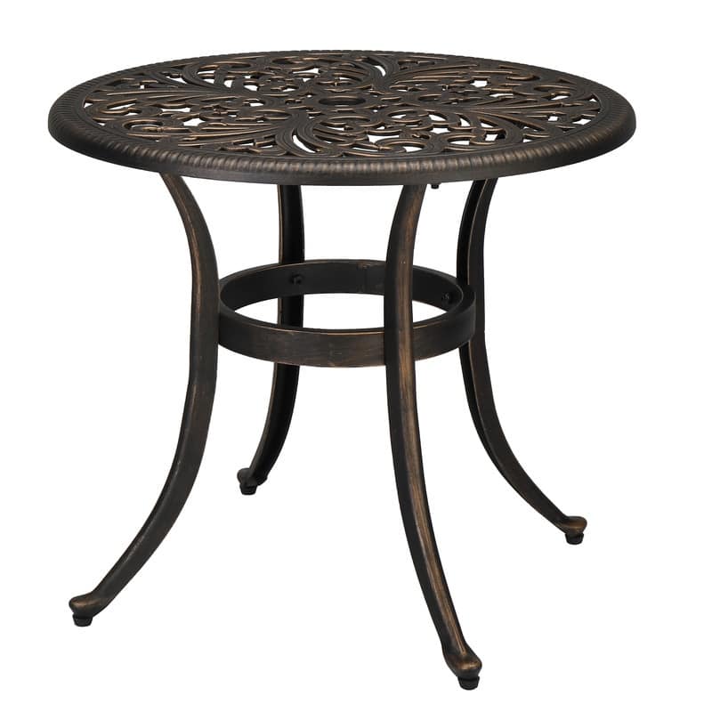 Outdoor Cast Aluminum Dining Table with Umbrella Hole - Bronze